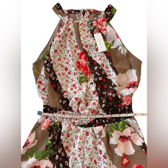 NY&C Floral Halter Neck Romper with Smocked Waist XS Romantic Garden Collection - Picture 5 of 13